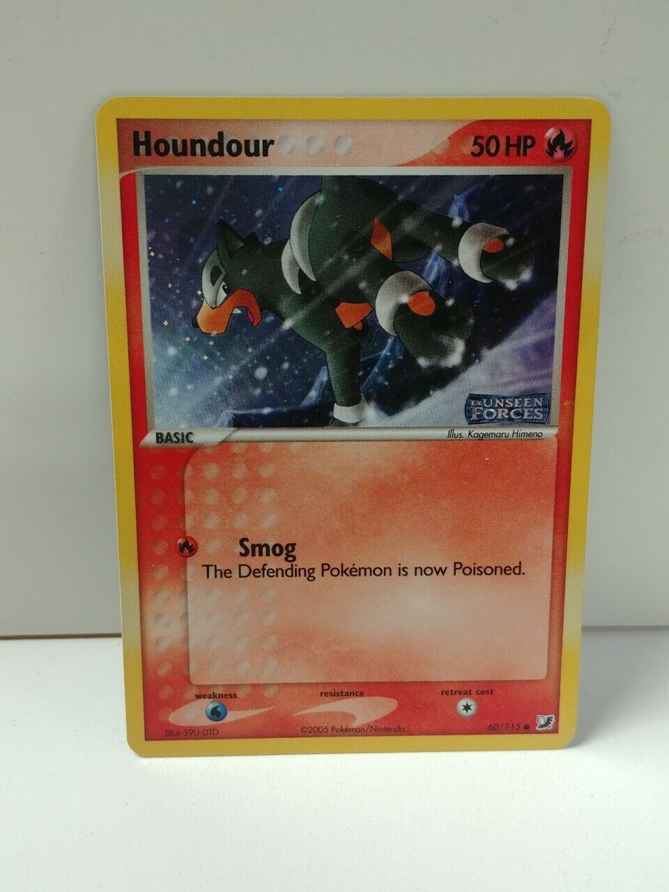Pokemon Holo HOUNDOUR 60/115 Basic NM CARD UNSEEN FORCES Logo 2005 - Image 1