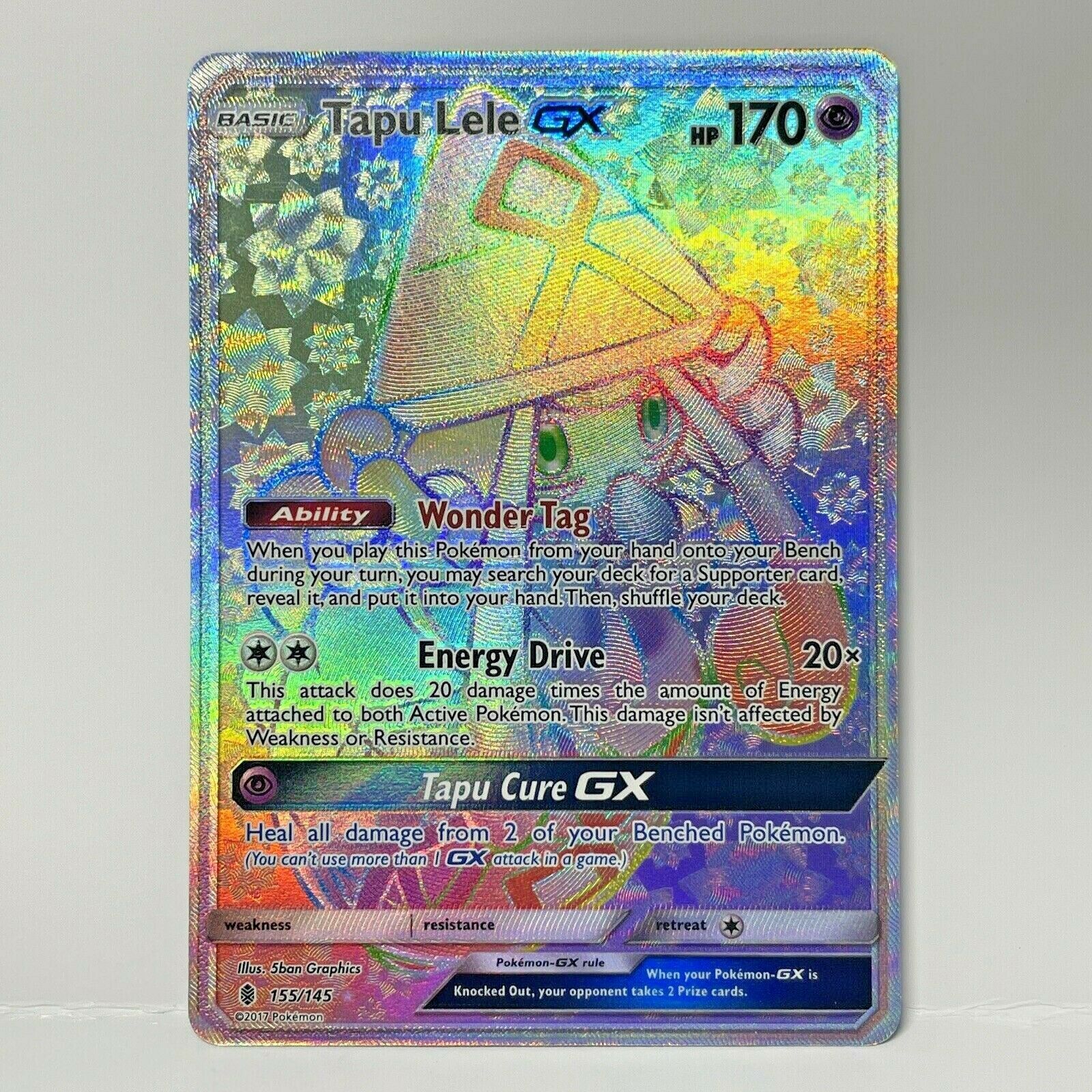 Tapu Lele GX 155/145 Rainbow Secret Rare Full Art Guardians Rising SM Pokemon EX - Image 1