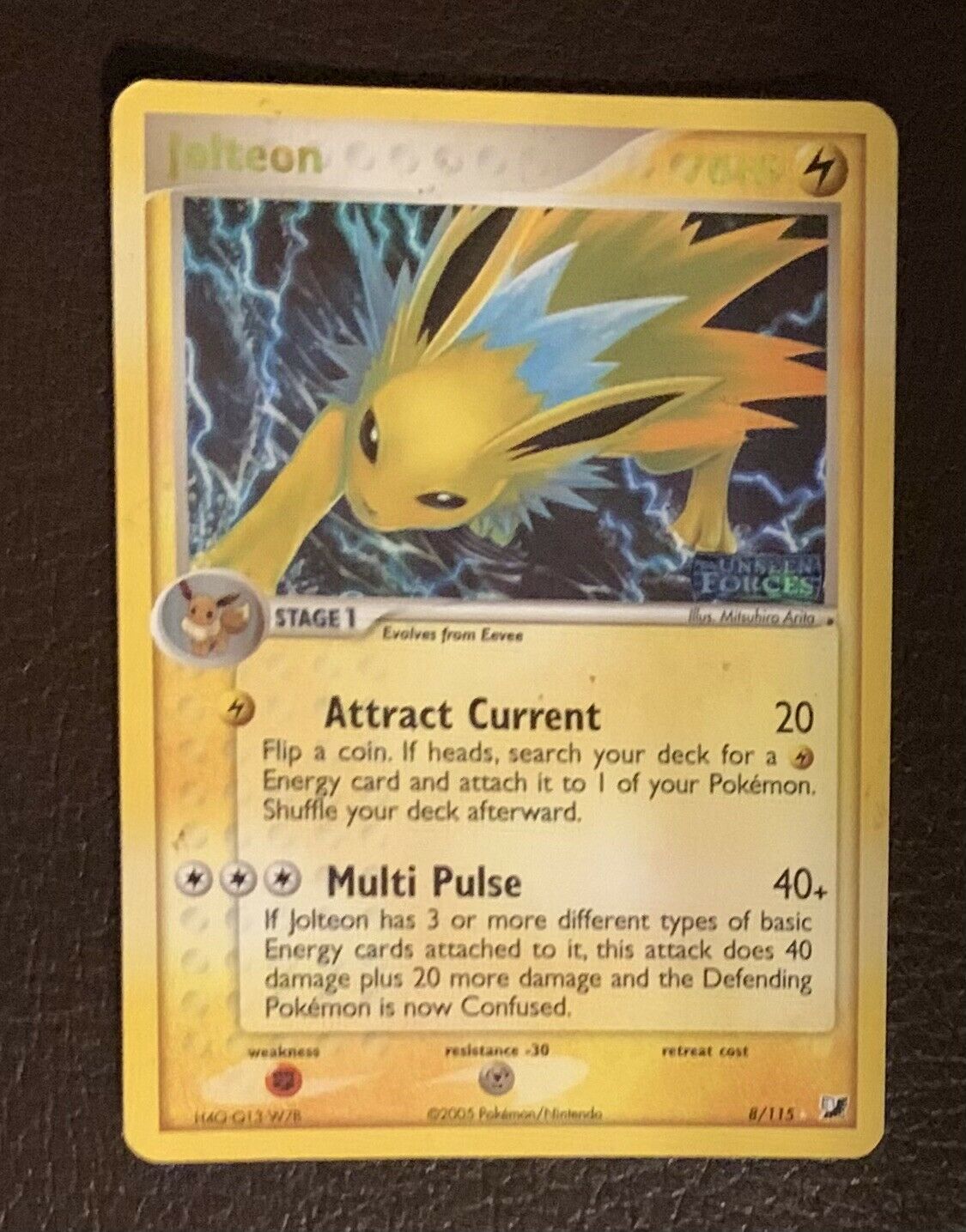 Jolteon Holo Pokemon Card EX Unseen Forces 8/115 Lightly Played - Image 1