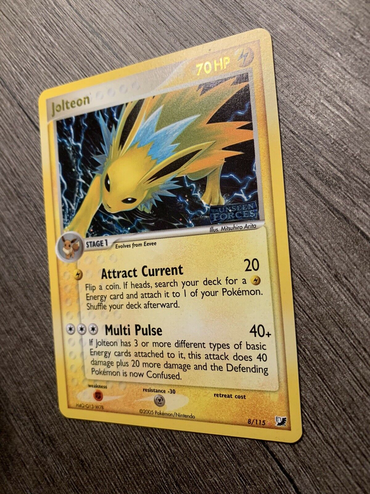Jolteon 8/115 | EX Unseen Forces STAMPED | Holo Rare Pokémon Card NM Condition - Image 2