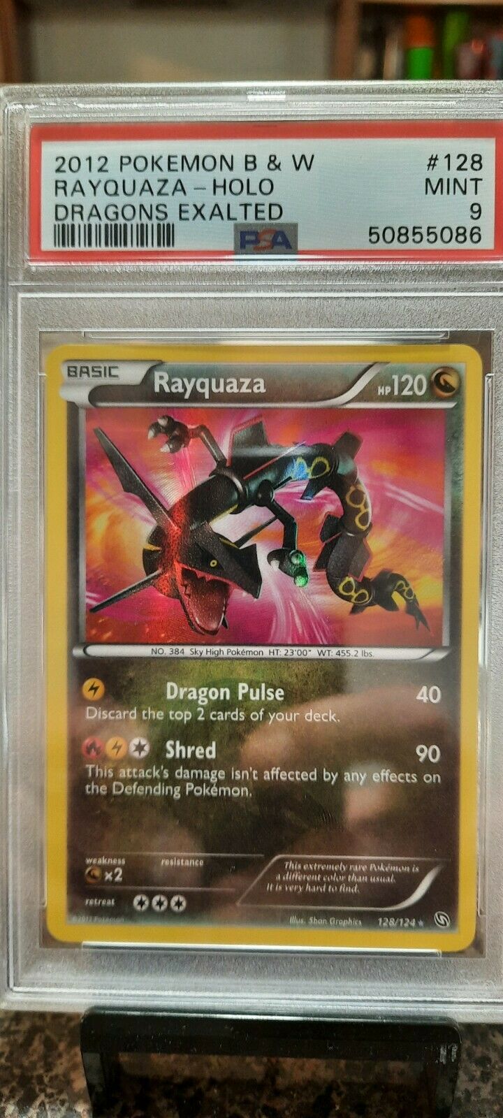 PSA 9 Rayquaza Dragons Exalted Shiny Secret Rare 128/124 - Image 1