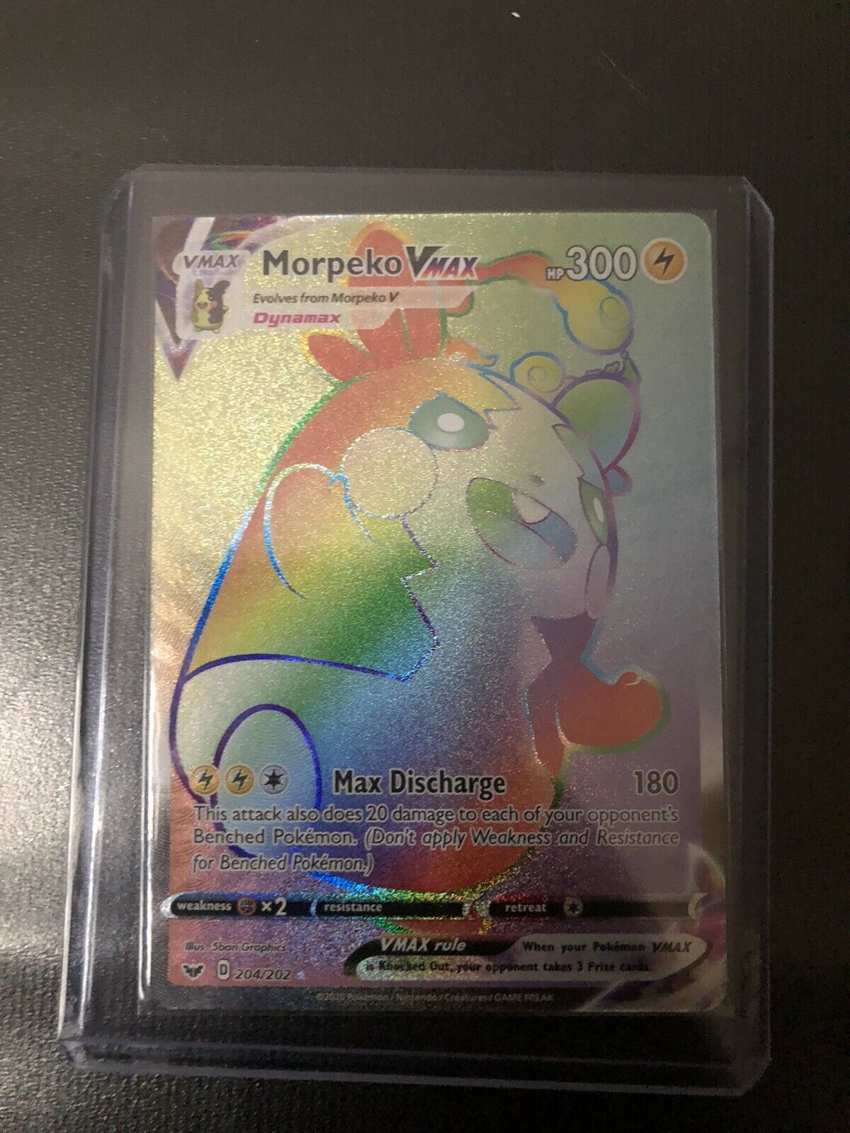 Morpeko VMAX Rainbow Secret Rare 204/202 Sword & Shield Pokemon TCG Near Mint - Image 1