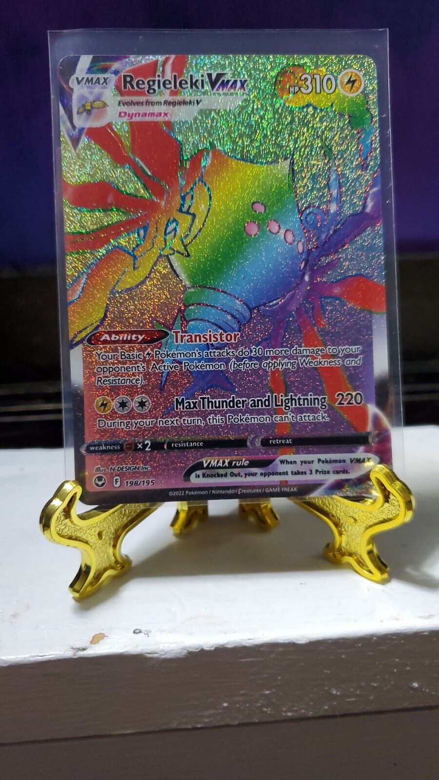 Pokémon TCG Regieleki VMAX Silver Tempest 198/195 Holo Secret Ultra Rare Rainbow - Image 1