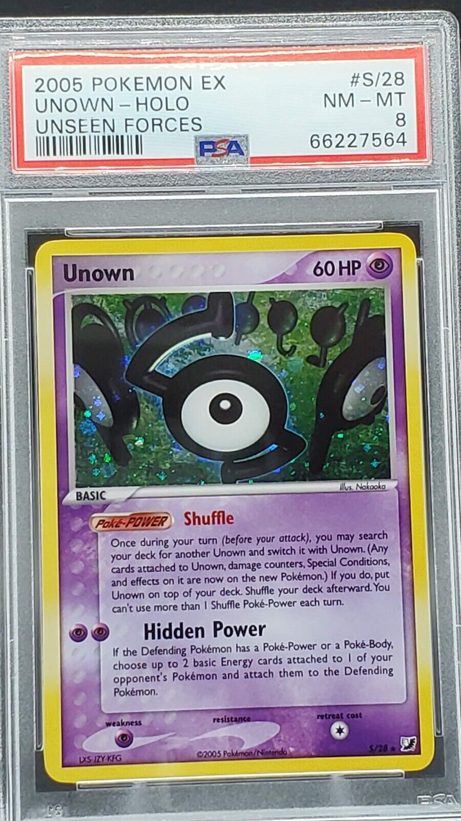 PSA 8 NM-MT Unown ex Unseen Forces Holo Rare Pokemon Card S/28 - Image 1