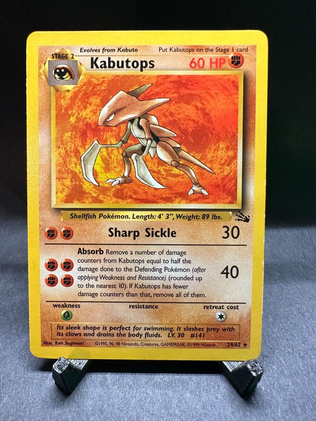 NM (Unlimited) Pokemon KABUTOPS Card FOSSIL Set 24/62 WOTC Wizards Non-Holo RARE - Image 1